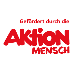 Auf dem Logo steht in roten Buchstaben „Gefördert durch die Aktion Mensch”